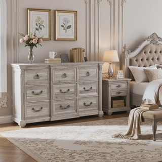 Sunvega Contemporary Dresser with Spacious Drawers and Geometric Design Legs