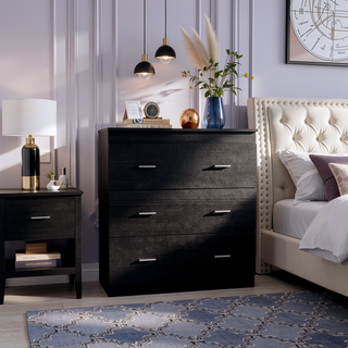 Sunvega Three Drawers Pressed Wood Dresser in Wengue Easy To Assemble