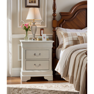 Sunvega Silver Champagne Nightstand with Two Drawers for Compact Spaces