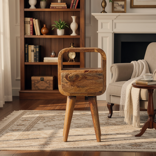 Sunvega Ultra-Compact Solid Mango Wood Nightstand with Drawer and Open Slot