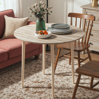 Sunvega 35" Drop Leaf Folding Kitchen Table with Solid Wood Legs for Small Spaces