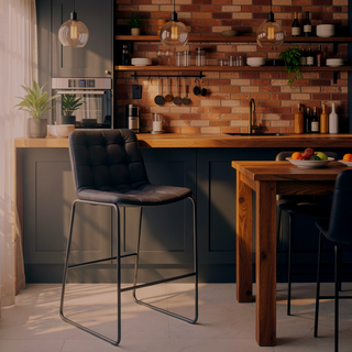 Sunvega Retro Tufted Metal Barstool with Footrest for 42-Inch Counters