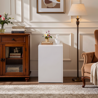 Sunvega White Nightstand with Two Spacious Drawers and Top Tray for Bedside