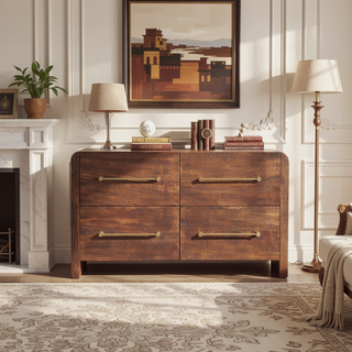 Sunvega Smoked Oak Copenhagen Chest with 4 Drawers in Oak And Mango Wood