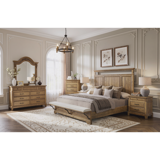 Sunvega Elm Veneer 6-Drawer Chest with Industrial Hardware in Caramel Finish