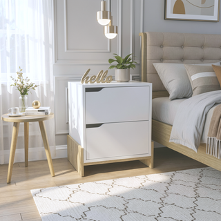 Sunvega Luss Nightstand with Two Spacious Drawers and Sleek Modern Design