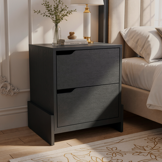 Sunvega Luss Nightstand with Two Spacious Drawers and Sleek Modern Design