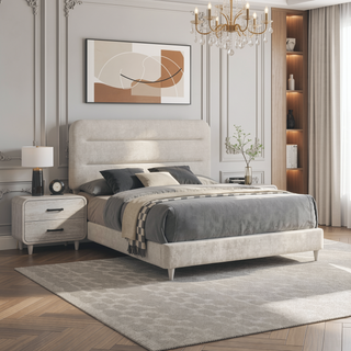 Sunvega Contemporary Antique White Nightstand with Two Drawers and Rounded Edges
