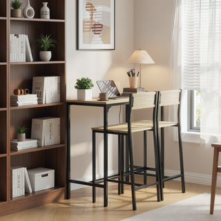 Sunvega Industrial Counter Height Bar Table and Chairs Set for Two with Space Saving Design