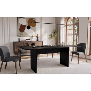 Sunvega Modern Rustic Style Dining Table with Wood-Grain Details for 6