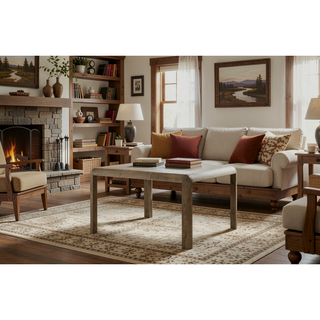 Sunvega English Knotty Oak Veneer Counter Height Table with Rounded Corners and Sturdy Legs
