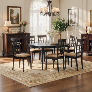 Sunvega Cappuccino Oval Dining Table with Leaf Extension and Sleek Long Legs