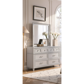 Sunvega 6 Drawer Gray Dresser with Transitional Design and Custom Hardware