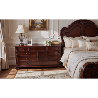Sunvega Cherry Wood Night Stand with Two Smooth Ball Bearing Drawers