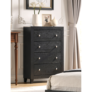Sunvega Modern White Faux Marble Top Nightstand with Two Drawers in Black Finish