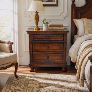 Sunvega Wood Nightstand with Hidden Feltlined Jewelry Drawer and Cedar Lined Bottom