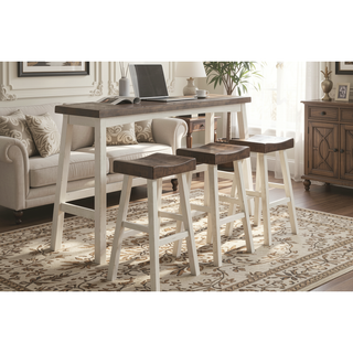 Sunvega 4-Piece Counter Height Dining Set with Table and 3 Stools in White and Coffee