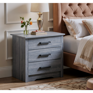 Sunvega Sleek Contemporary Gray Nightstand with Durable Materials for Bedroom