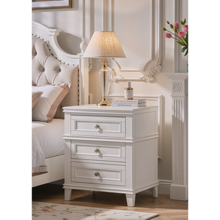 Sunvega 3 Drawer Nightstand with USB Charging Port and Custom Hardware