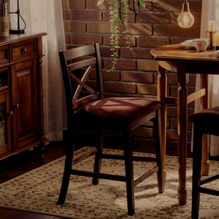 Sunvega Transitional Espresso Finish 5pc Dining Table Set with Cross Back Chairs