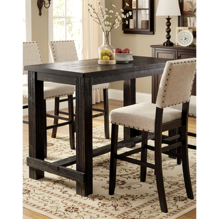 Sunvega Antique Black Bold Distressed Solid Wood Counter Height Bar Table