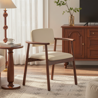 Sunvega Rubber Wood Dining Chairs with Comfortable PU Foam Seat for Home & Kitchen