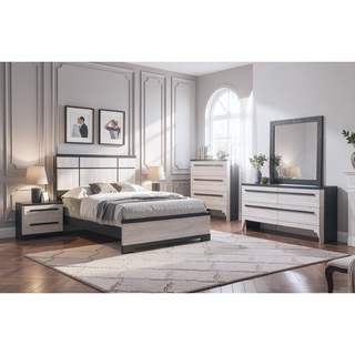 Sunvega Contemporary Black and Chalk White Finish 4-Drawer Chest Bedroom Furniture