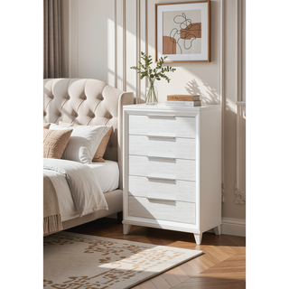 Sunvega Modern White Textured Finish Nightstand with Two Storage Drawers