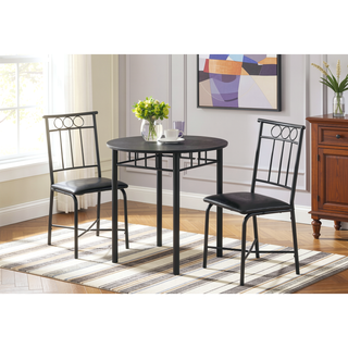 Sunvega 3-Piece Small Round Dining Table Set with Black Metal Chairs
