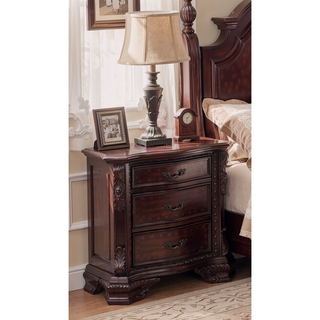 Sunvega Traditional Style End Table with Marble Top and Three Drawers