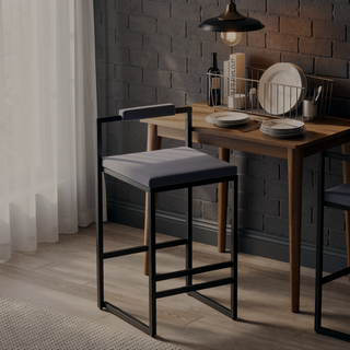 Sunvega Upholstered Velvet Bar Stools Set of 2 with Slim Metal Legs for Kitchen Counter