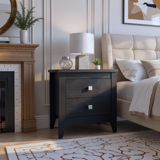 Sunvega Nightstand with Two Spacious Drawers and Four Wooden Legs for Bedroom