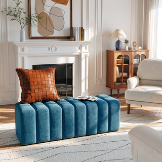 Sunvega Upholstered Tufted Accent Bench with Exquisite Backless Design for Modern Interiors