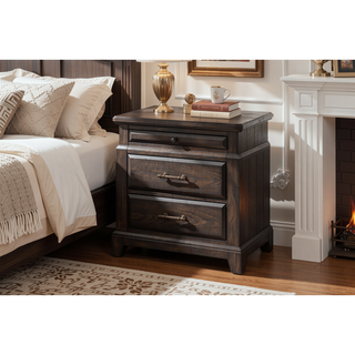 Sunvega Mahogany Finish 2 Drawer Nightstand with Pull Out Tray