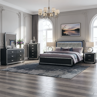 Sunvega White Nightstand with Integrated Speaker Cooler Insert and Glitter Detailing