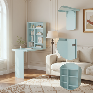 Sunvega Wall Mounted Foldable Table with Base and Seven Shelves