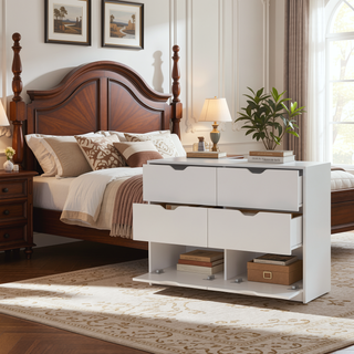 Sunvega Wenge 4-Drawer Dresser with Smooth Gliding Drawers for Organized Bedroom Storage