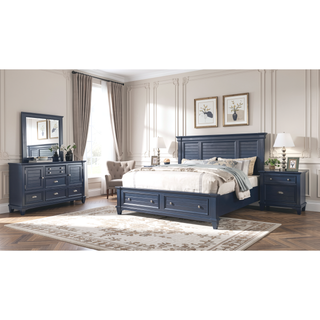 Sunvega Transitional Slate Blue Solid Wood Chest with Nickel Knobs and Cup Pulls