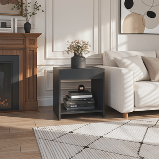 Sunvega Minimalistic Nightstand with Open Shelf for Small Spaces