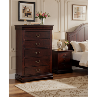 Sunvega Solid Wood Louis Philip Style Nightstand with Two Soft Close Drawers
