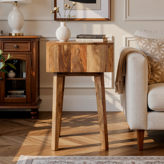 Sunvega Timeless Elegance Bone Inlay Tapered Nightstand with 1-Drawer and Nordic Legs