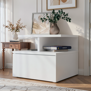 Sunvega Floating Nightstand with 2-Tier Shelf and Spacious Drawer for Easy Storage