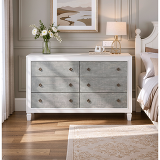 Sunvega Transitional Rustic Gray Weathered White Finish Dresser for Bedroom