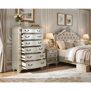 Sunvega Cherry Nightstand with Three Easy Glide Drawers and Velvet Lining