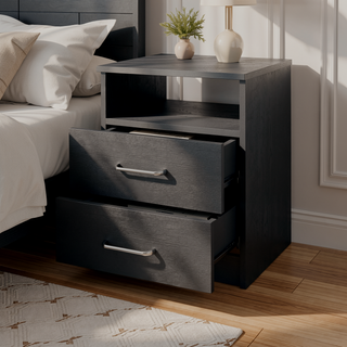 Sunvega Oklahoma Nightstand with Two Drawers and One Open Shelf