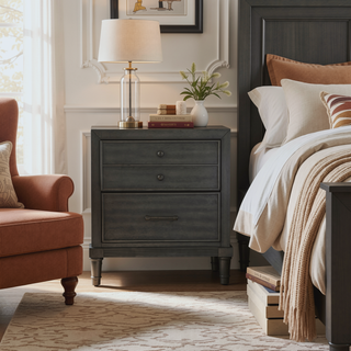 Sunvega Gray Finish Nightstand with Dovetail Drawers for Bedroom Furniture