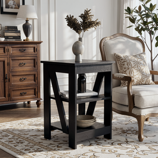 Sunvega 3-Tier Side Table with Open Shelves for Bedroom Living Room Sofa