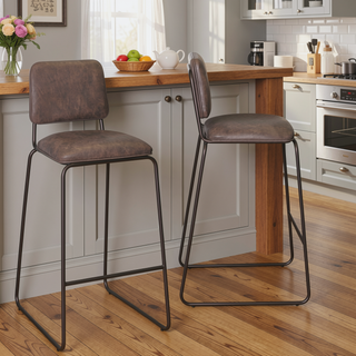 Sunvega Brown Barstool with Metal Footrest and Shaped Seat for 42 Inch Counters