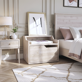Sunvega Floating Nightstand with Single Drawer and Double-Tiered Shelf Surfaces for Bedroom