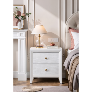 Sunvega Contemporary Modern Look Nightstand End Table with Two Storage Drawers